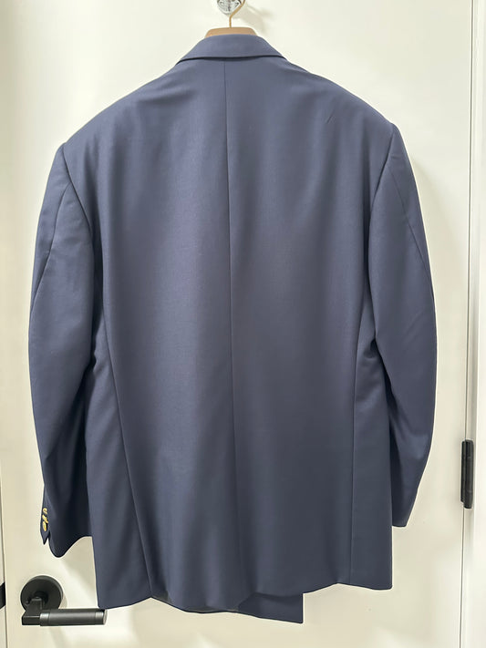 Corneliani Dark Navy Double-Breasted Blazer — Super 100 Wool (48R)