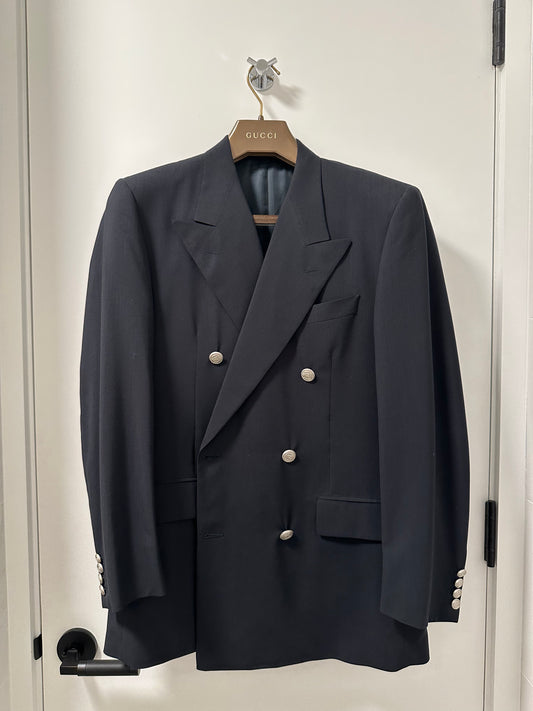 Corneliani Black Double-Breasted Blazer — Linea Sartoria (48R)