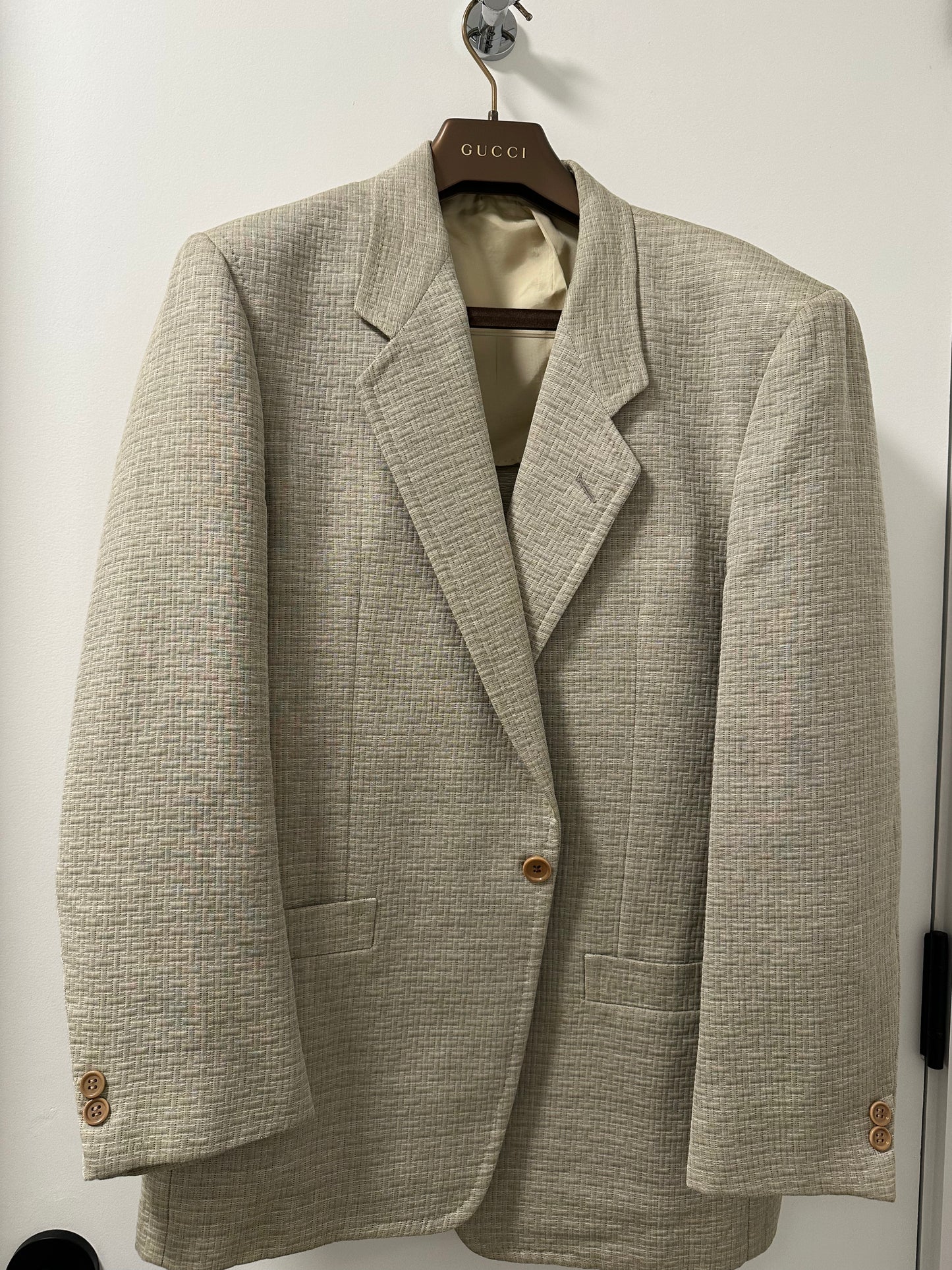 Corneliani Taupe Unstructured Blazer — Cotton Linen Blend (50)