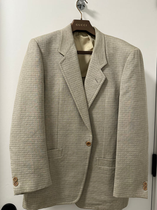 Corneliani Taupe Unstructured Blazer — Cotton Linen Blend (50)
